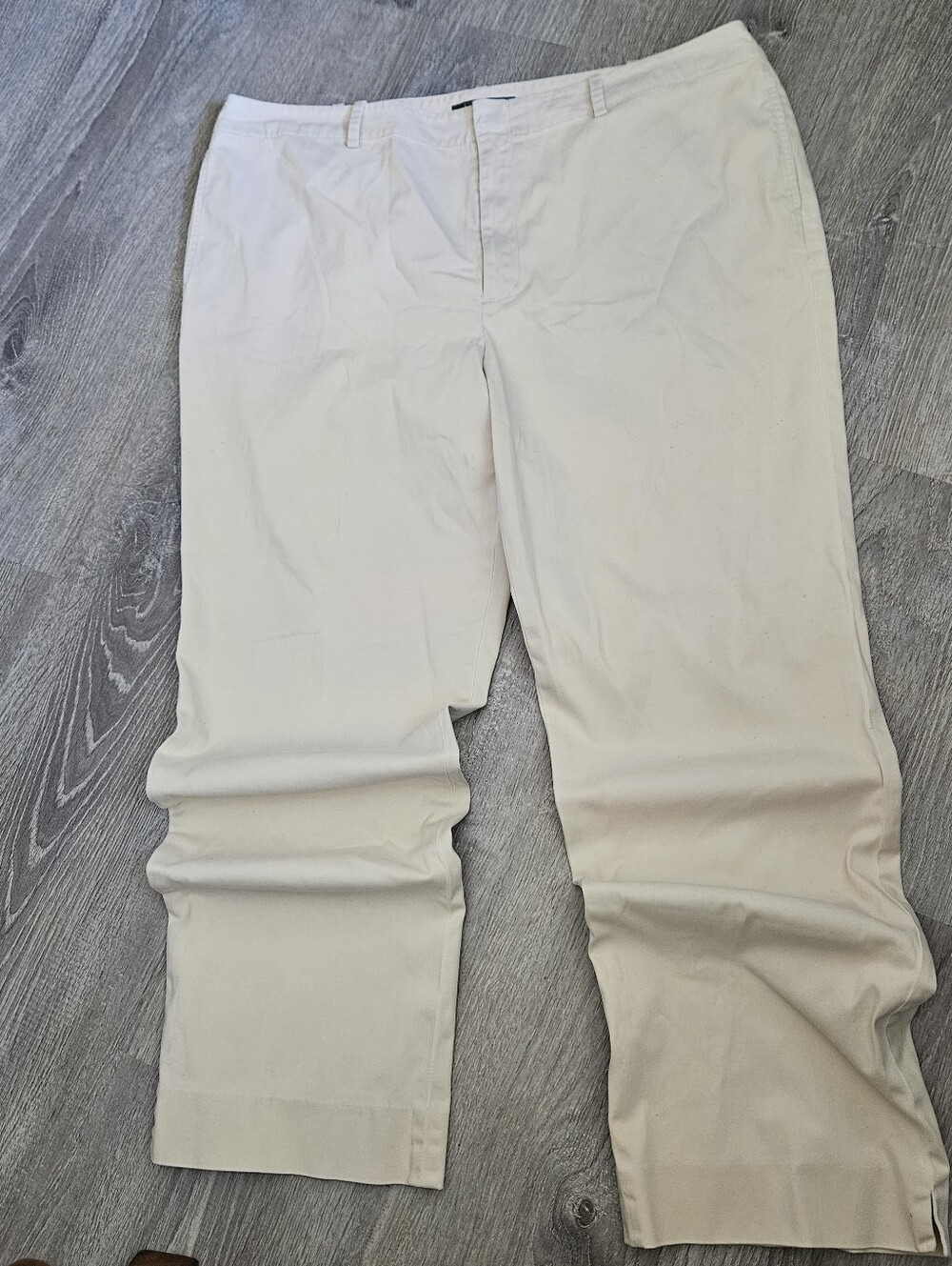 Lauren Ralph Lauren Tan Khaki Wide Leg Chino Pants Size 16 Stretch Old Money